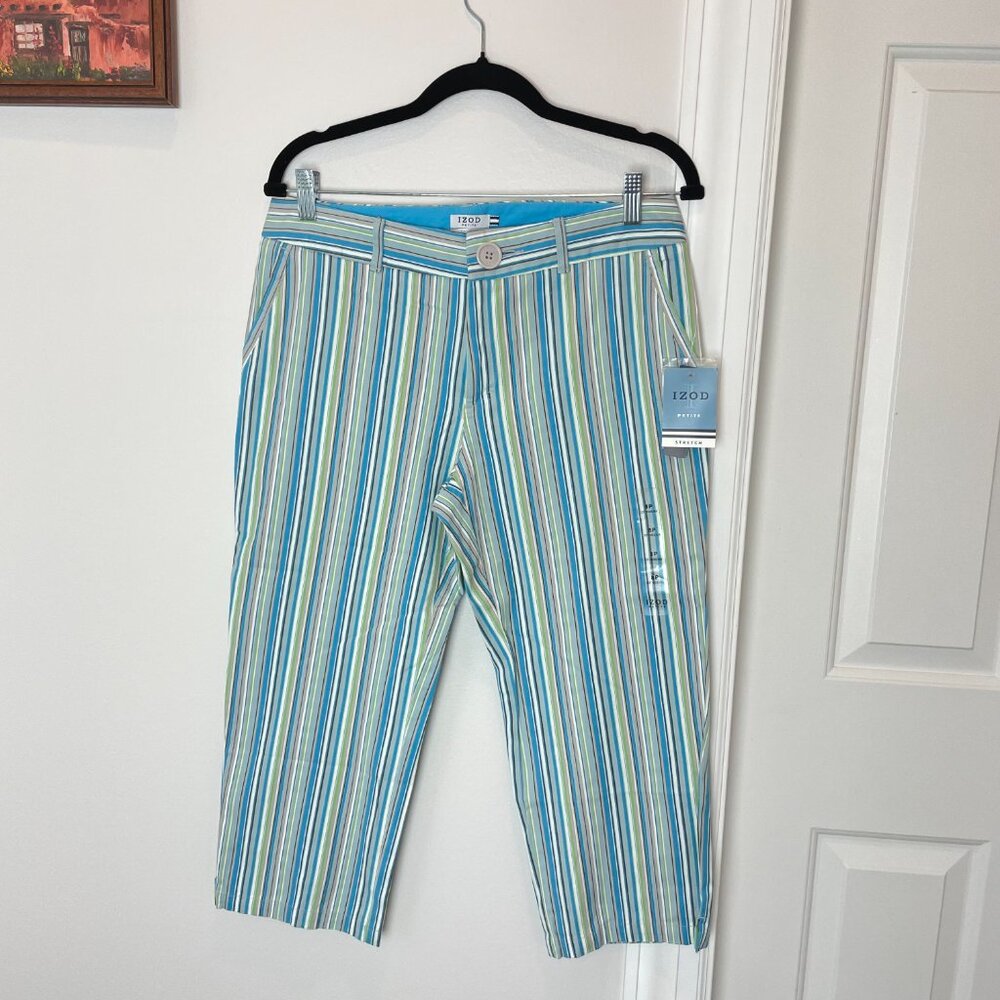 NWT IZOD striped capris 23" size 8P - multicolor pinstripe - golf stretch
